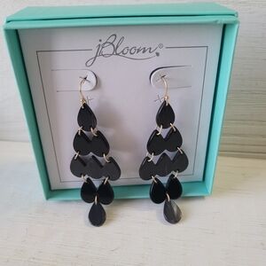 Black Teardrop Dangle Earrings